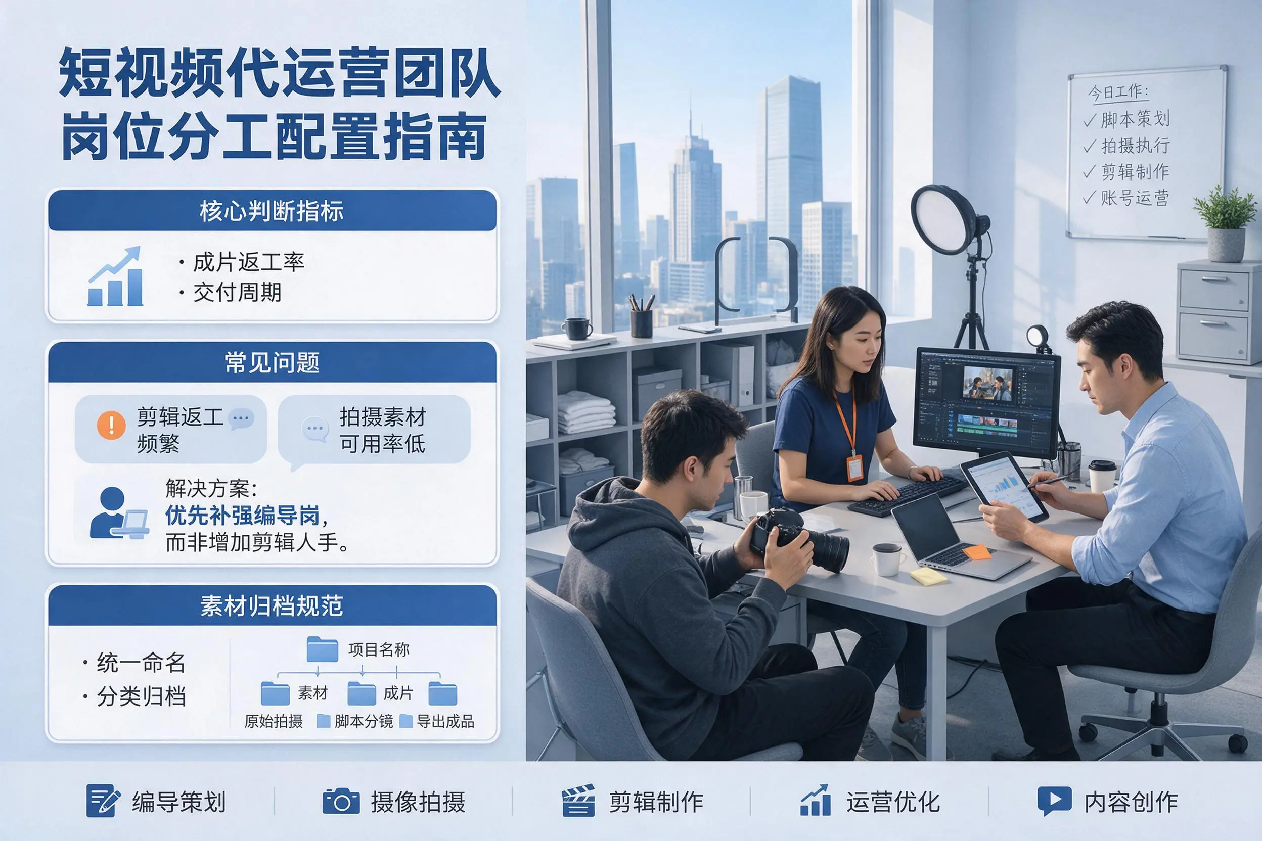 短视频代运营团队如何配置？商丘企业岗位分工科普说明