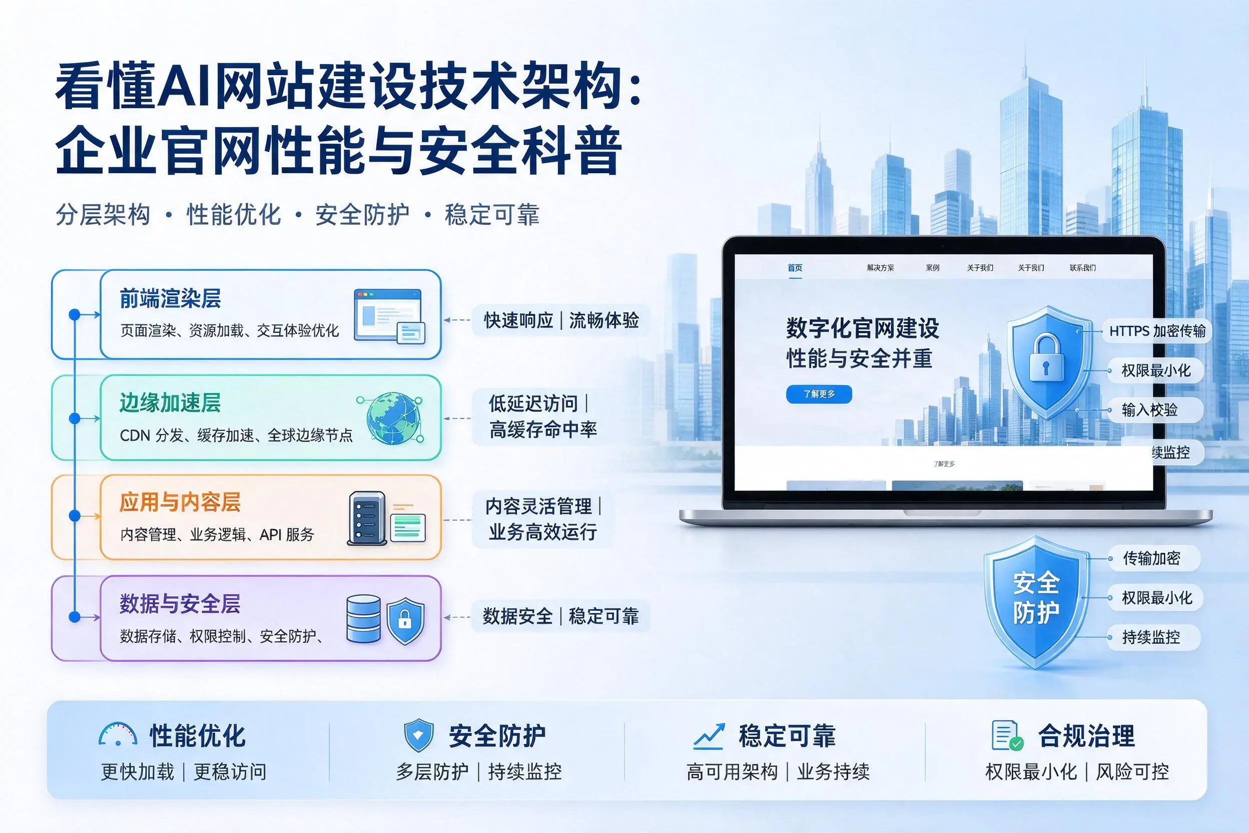 看懂AI网站建设技术架构：商丘企业官网性能与安全科普