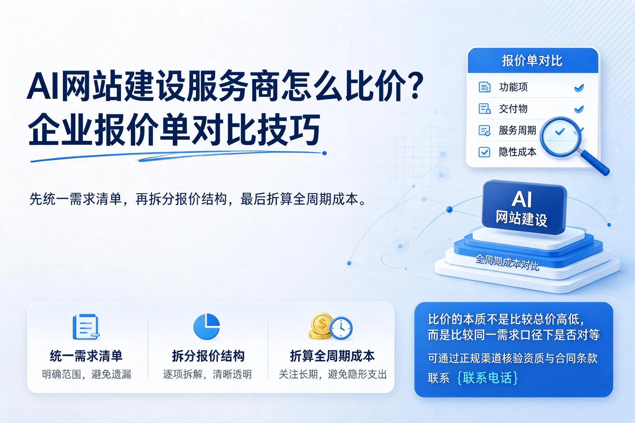 AI网站建设服务商怎么比价?商丘企业报价单对比技巧