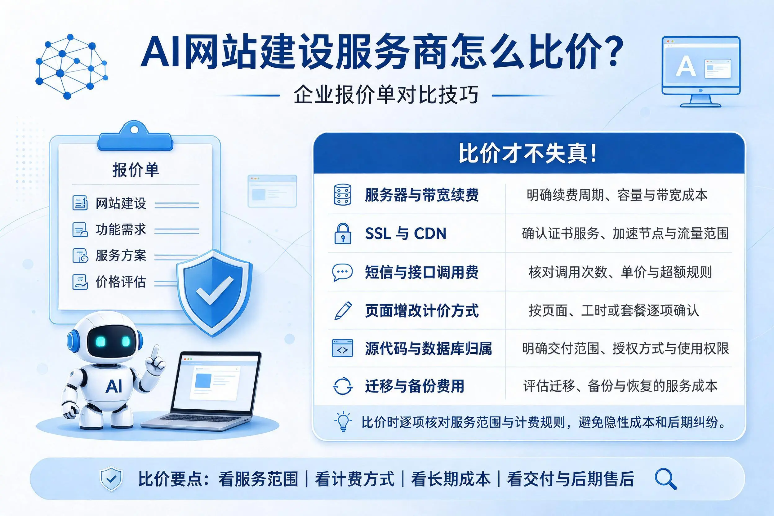 AI网站建设服务商怎么比价?商丘企业报价单对比技巧