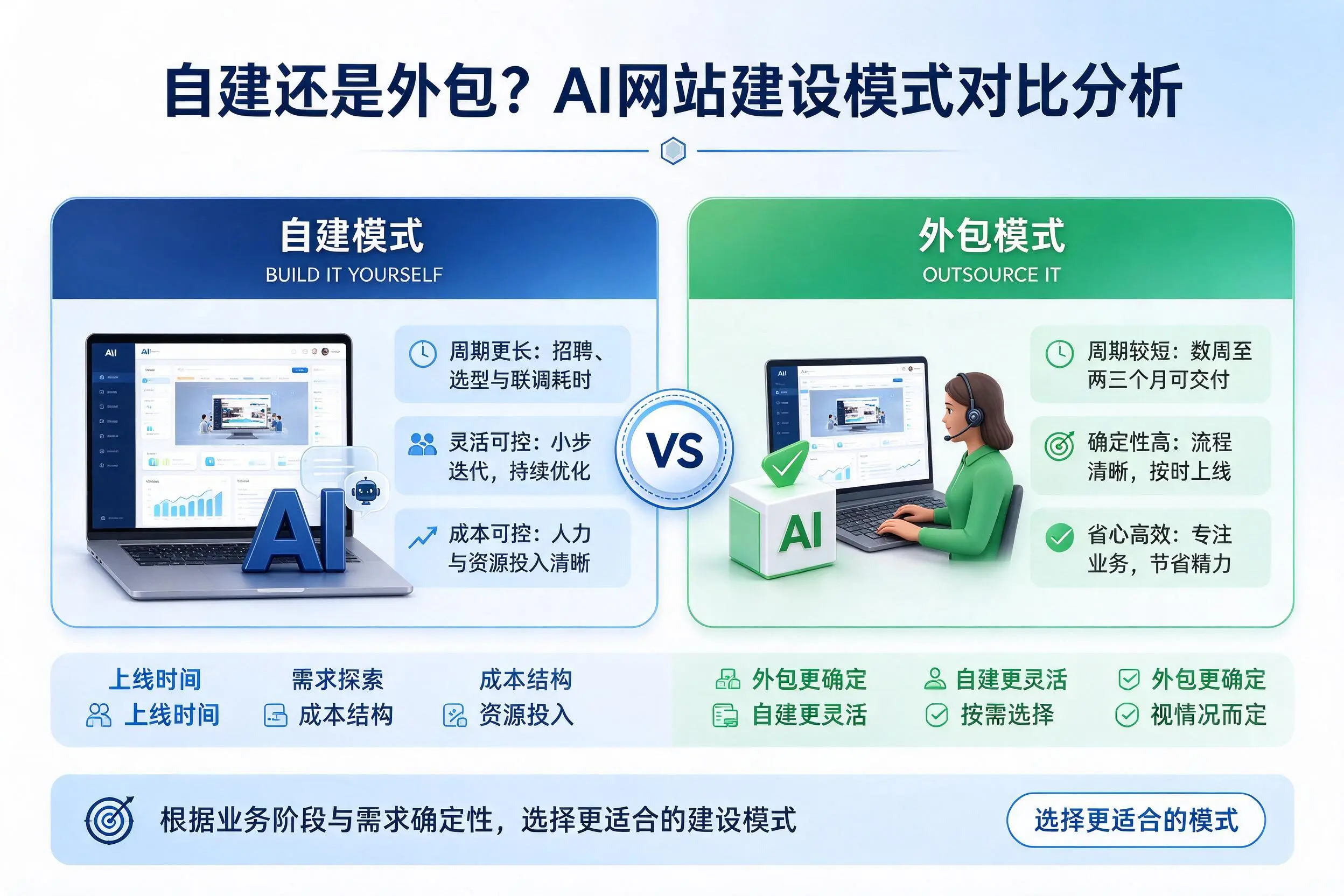 自建还是外包？商丘AI网站建设模式对比分析
